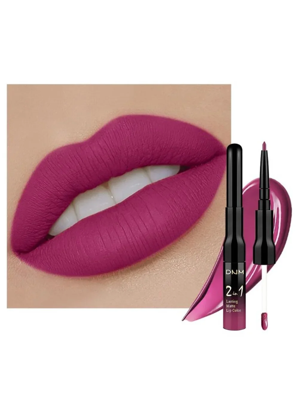 37#-Rose 2-in-1 Waterproof Long Lasting Double-Ended Matte Liquid Lipstick